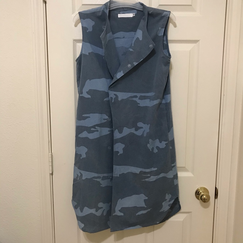 Blue Camo Longline Vest